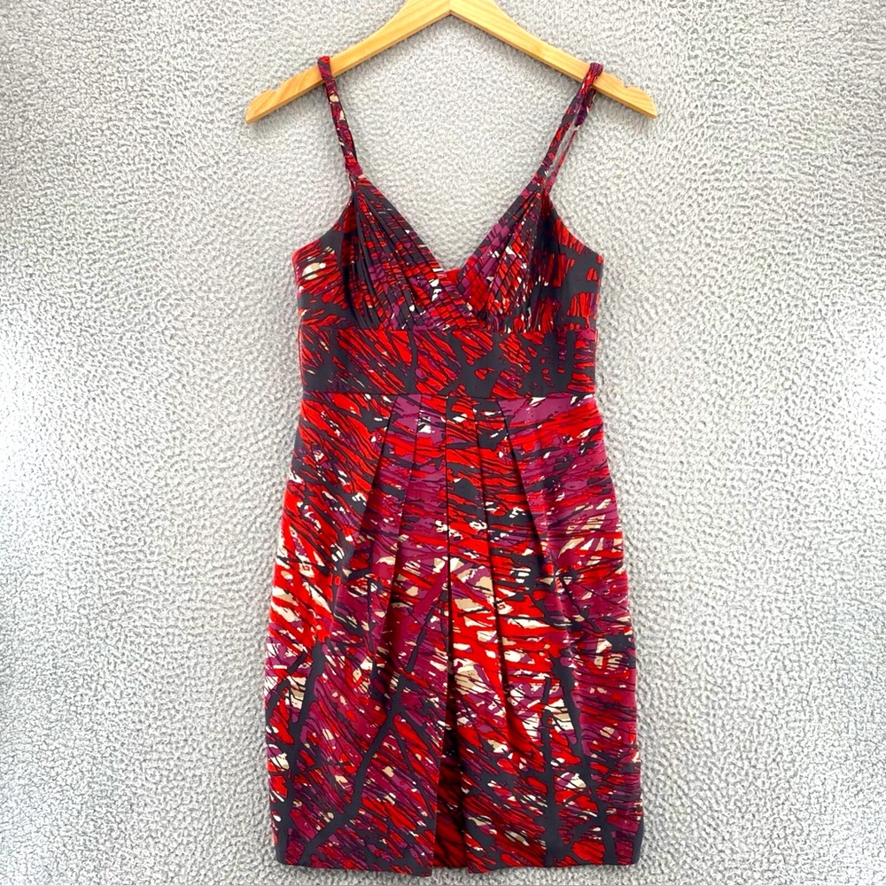 BCBGMaxAzria Sheath Dress Womens Belted Waist Tie Pleated Size 0